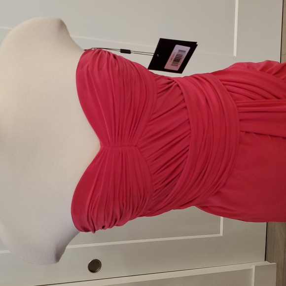 Ileena for MacDuggal ruched Strapless dark Pink mini Dress Size 0 new with tags - Picture 3 of 9